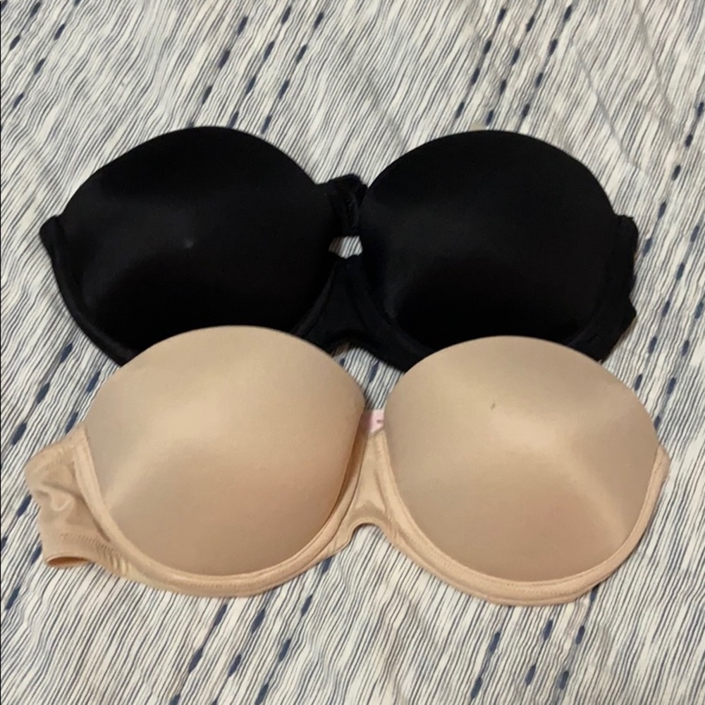 PINK push-up strapless bras (straps included)
